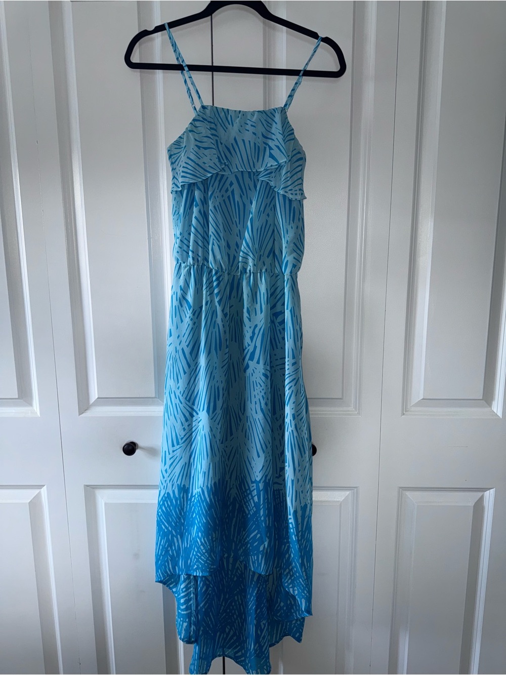Collective Concepts Light Blue Printed High-Low Maxi Dress
